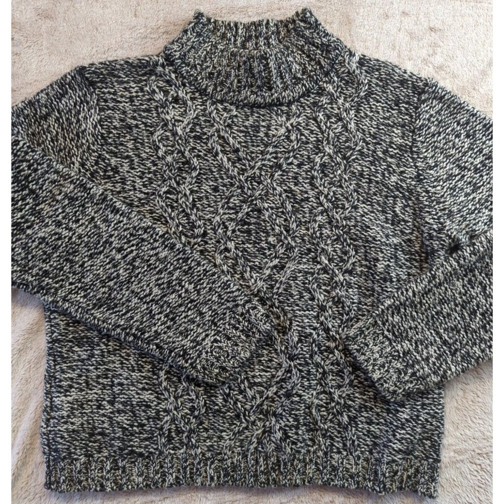 Designers Originals Womens Wool Blend Pullover Sweater Turtle Neck Black Gray Pe